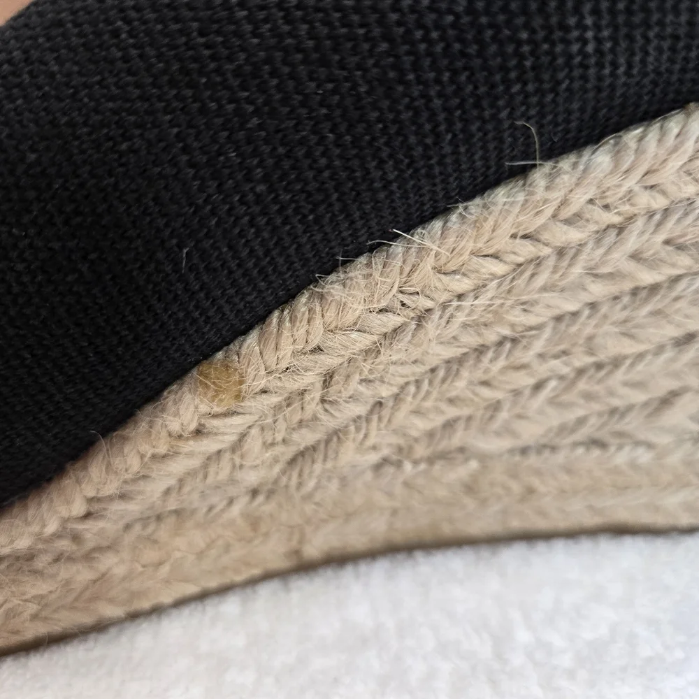 J. Crew Seville Espadrille Wedges Black Round Cap Toe Size 9 Platform Canvas
